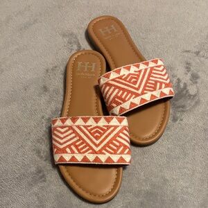 Haute Hippie Red and Tan Patterned Sandals